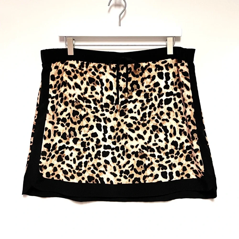 Vince Camuto Womens Animal Print Drawstring Elastic Waist Mini Skirt Size Large - Picture 1 of 6